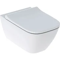 GEBERIT Smyle Square Set Wand-WC Tiefspüler, geschlossene Form, Rimfree, mit WC-Sitz, überlappender Deckel weiß