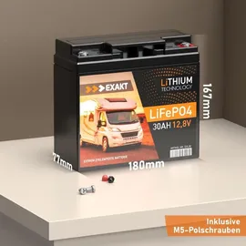 Exakt LiFePO4 30Ah 12V Lithium Batterie 0,36 kWh