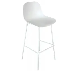 Mittelhoher Hocker aus Kunststoff | Weißer Barhocker für Innen und Außen | Sitzgelegenheit mit ergonomischem Design | Minimalistisch | Kadima Design