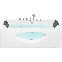 Whirlpool Badewanne weiß rechteckig mit LED 170 x 80 cm HAWES