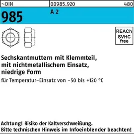 vasalat Selbstsichernde Sechskantmutter DIN 985 M 14 x 2 Edelstahl A2 blank