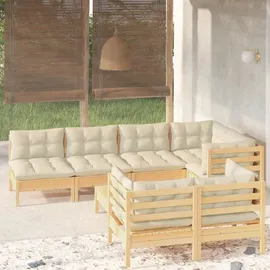 vidaXL Garten-Lounge-Set 8-tlg. creme Massivholz Kiefer