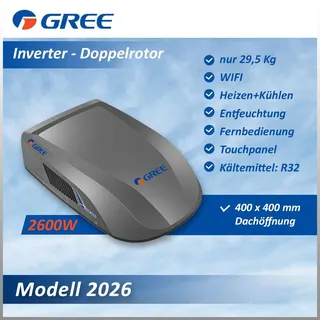 GREE 2600W GoCool Plus Doppelrotor Inverter Dachklimaanlage Wohnmobil Anthrazit