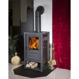 Globefire Kaminofen Holzofen Luna II L | Granit schwarz | 6 kW - Schwarz