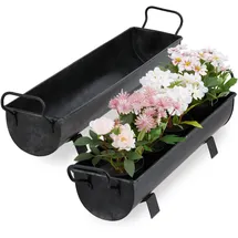 Relaxdays Blumenkasten Dachrinne 2er Set 40 x 15 x 18 cm Anthrazit