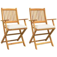 VidaXL Gartenstühle mit Weißen Kissen 2 Stk. Klappbar Akazienholz