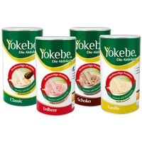 Yokebe Geschmackspaket - 1x Classic 500g + 1x Schoko 500g+ 1x Vanille 500g +1x Erdbeer 500g - Diätshakes zur Gewichtsabnahme - Diät-Drinks mit Proteinen und wertvollen Inhaltsstoffen
