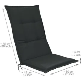 Beautissu Hochlehner Auflage 120 x 50 x 6 cm grau 6 St.