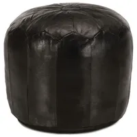 vidaXL Pouf Schwarz 40 x 35 cm Echtes Ziegenleder