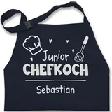 Kinderschürze Schürze Kinder Jungen Mädchen - Kochschürze - Junior Chefkoch mit Name - Wunschnamen - 2-6 Jahre - Navy Blau - kinderschürzen personalisierte 10 personalisieren kochschuerze - 2-6 Jahre