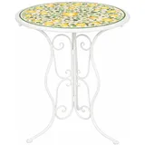 Hti-Living Gartentisch Menton 55 x 55 x 70 cm Weiß/Gelb