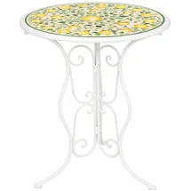 Hti-Living Gartentisch Menton 55 x 55 x 70 cm Weiß/Gelb