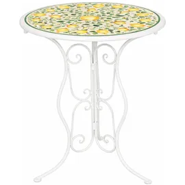 Hti-Living Gartentisch Menton 55 x 55 x 70 cm Weiß/Gelb