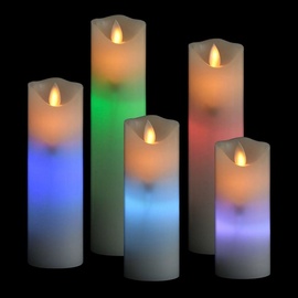 DOTMALL vidaXL 5-tlg. LED-Kerzen-Set Elektrisch mit Fernbedienung Mehrfarbig