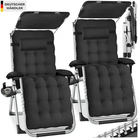 Tectake Sonnenliege 2er Set 200 x 65 x 30 cm Schwarz