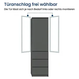 home collective Kleiderschrank Mehrzweckschrank 50x40x180 cm Grau