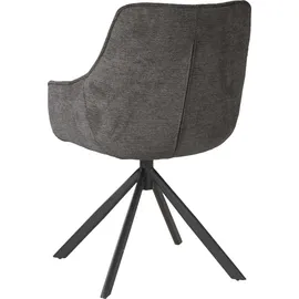 bene living Möbelset Baumkantentisch Catania, 6er Set Diningsessel San Carlo dunkelgrau - Dunkelgrau