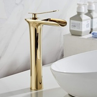AIMADI Wasserhahn Bad Wasserfall Waschtischarmatur Hoch Badarmatur aufsatzwaschbecken Armatur Badezimmer Golden