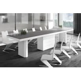 Design Esstisch Tisch HE-777 Grau Anthrazit MATT/Weiß HOCHGLANZ KOMBINATION XXL ausziehbar 140 bis 332 cm