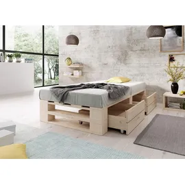 sunnypillow Palettenbett M2 90 x 200 cm Beige