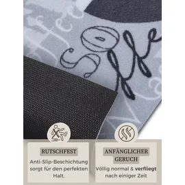 HANSE HOME I Like Espresso", schwarz-weiß (grau,schwarz,weiß), B:50cm H:3mm L:150cm, Polyester, Teppiche, Läufer, Rutschfest, Küchenteppich, Küche, Teppich, Pflegeleicht