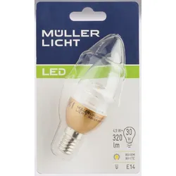 Müller Licht LED Leuchtmittel Kerzenform Gold 4,5W=30W E14 320lm 2700K (Warmweiß...