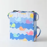 Chickwin Sitzerhöhung Stuhl Kind Baby Tragbar Sitzkissen Verstellbar Gurte Sicherheitsschnalle Sitzerhöhung Kinder für Esstisch, Tragbares Boostersitze (Wal,32x32x8cm)