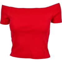 URBAN CLASSICS Ladies Off Shoulder Rib Tee T-Shirt rot