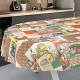 ANRO Wachstuch-Tischdecke abwaschbar Oval 180 x 140 cm Bunt
