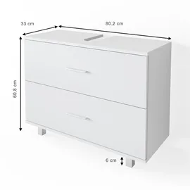 Vicco Waschbeckenunterschrank Ilias 80 x 60,8 x 33 cm Weiß