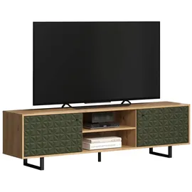 trendteam Sentra TV-Lowboard 184 x 52 x 40 cm Dark Green/Artisan Eiche