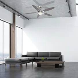 GLOBO Lighting - LED Deckenventilator mit Beleuchtung Deckenventilator mit Zugschalter, Sommer Winter, Flügel wendbar braun graphit 3 Stufen, 1x E14