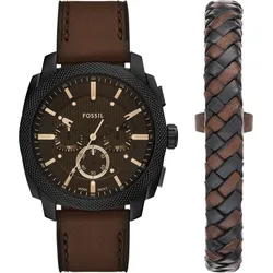 Chronograph FOSSIL "MACHINE (NEW GENERATION)", braun, Armbanduhren, Herren, Quarzuhr, Armbanduhr, Herrenuhr, Lederarmband, analog