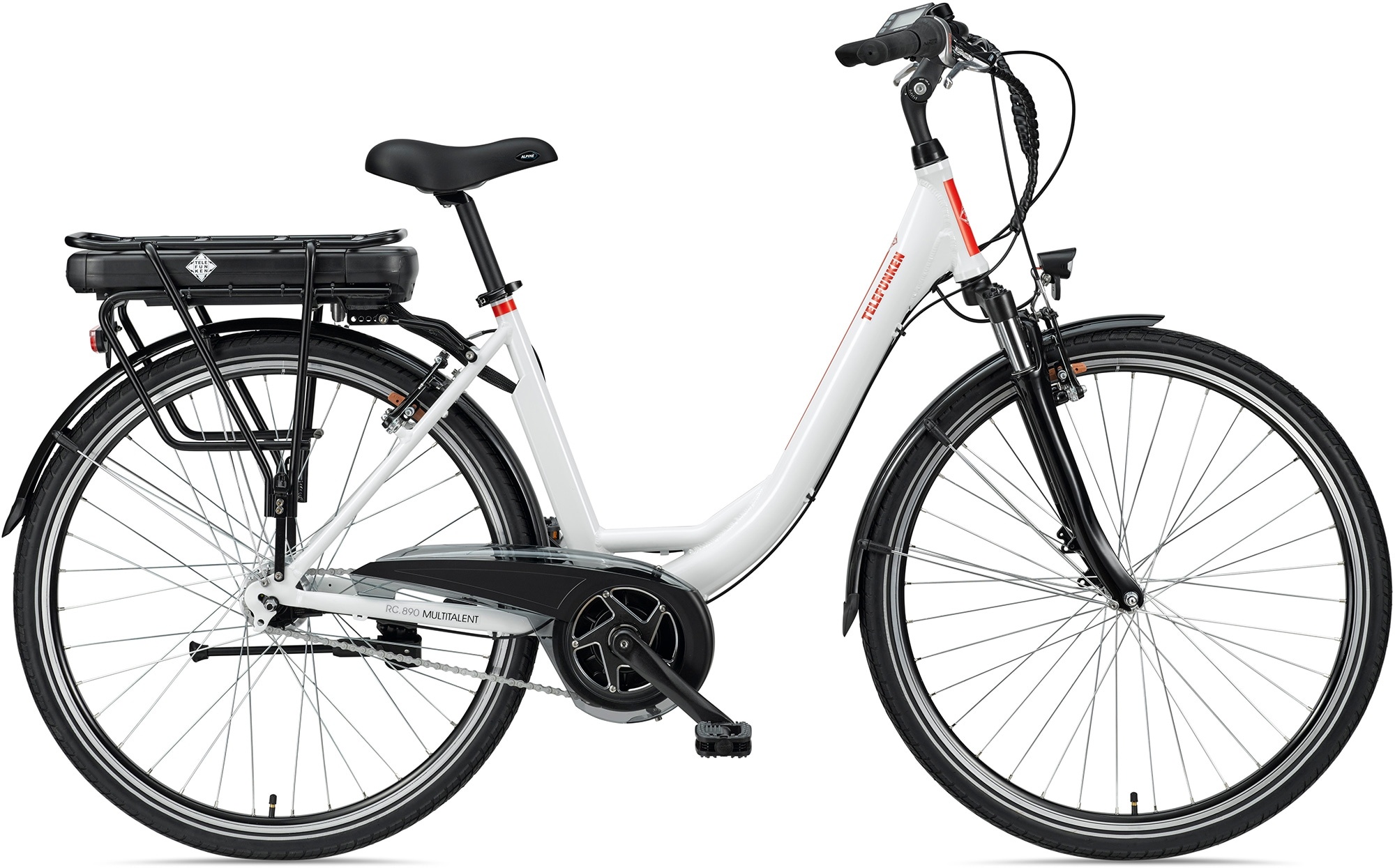 E-Bike TELEFUNKEN "Multitalent RC890" E-Bikes Gr. 49 cm, 28 Zoll (71,12 cm), weiß E-Bikes ebike Damen