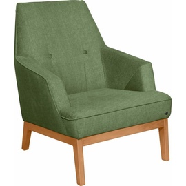 TOM TAILOR HOME Sessel »COZY«, im Retrolook, mit Kedernaht und Knöpfung, Füße Buche natur grün