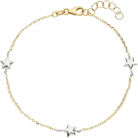 Jobo Armband Sterne bicolor 375 Gold 18 cm