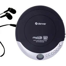 DENVER DMP-391 – Tragbarer CD-/MP3-Player mit Anti-Schock & Bass Boost + Kopfhörer