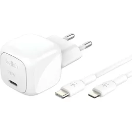 Belkin BoostCharge kompaktes Ladegerät, PD, und PPS inkl.lightning Kabel Weiß
