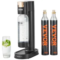 Vevor Sprudelwassergerät Wassersprudler Soda Maker, Sprudelwasser-Starter-Set mit BPA-freier 1-Liter-PET-Flasche, 2 Stk. CO2-Flaschen, Kompatibel mit Einschraubbaren 60-Liter-CO2-Flaschen (CO2-Frei)