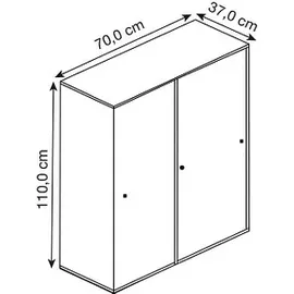 VCM my office Schiebetürenschrank 70,0 x 37,0 x 110,0 cm anthrazit, honig-eiche