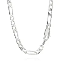 NKlaus Silberkette 55cm 925 Sterling Silber Kette Figaro Massiv 5243 Panzerkette 4,40mm 1 (1 Stück), Made in Germany silberfarben