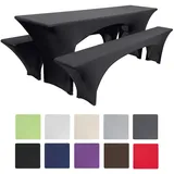 Beautissu Victoria Biertischhusse 70cm Stretch Schwarz 3tlg