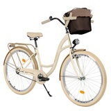 MILORD BIKES Cityrad Milord City Fahrrad Korb Damenfahrrad, 28/26 Zoll, Creme-Braun, 1-Gang, 1 Gang braun