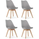 NMK HOME Esszimmerstühle Kunststoff Sitz Holzbeine Grau 4er Set