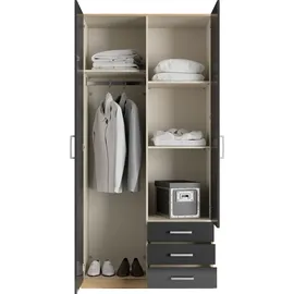 Priess Kleiderschrank Amsterdam 94 x 193 x 56 cm Schwarz