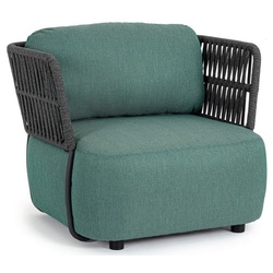 Casa Padrino Luxus Gartensessel Grün / Grau / Schwarz 92 x 86 x H. 79 cm - Wetterbeständiger Garten Sessel - Terrassen Sessel - Garten Möbel - Terrassen Möbel - Outdoor Möbel