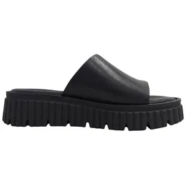 TAMARIS Damen Pantolette mit Keilabsatz Leder, schwarz, 42 EU