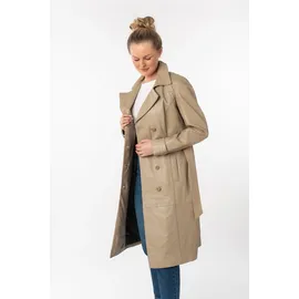 Mauritius Ledermantel "GWTaruh OT", Damen, Gr. XXL, beige, Obermaterial: 100% Schafsleder. Futter: 100% Baumwolle. Ärmelfutter: 100% Polyester, unifarben, regular fit, Mäntel, femininer Leder-Trenchcoat mit Bindegürtel