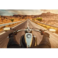 Fototapete PAPERMOON "Motorrad fahren", bunt (mehrfarbig), B:5m L:2,8m, Vlies, Tapeten