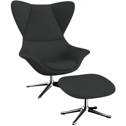 Ohrensessel FLEXLUX "Stilo Relaxsessel, TV-Sessel", grau (dervit grau), B:90cm H:115cm T:88cm, 100% Polyester, Sessel, Solitär, Stil-Ikone, drehbar, Fuß Aluminium